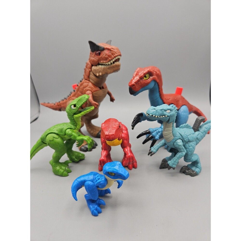 Imaginext Dinosaur Action Figure Lot Of 6 T Rex Raptors Jurassic World Dino Toy